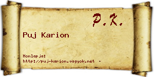 Puj Karion névjegykártya